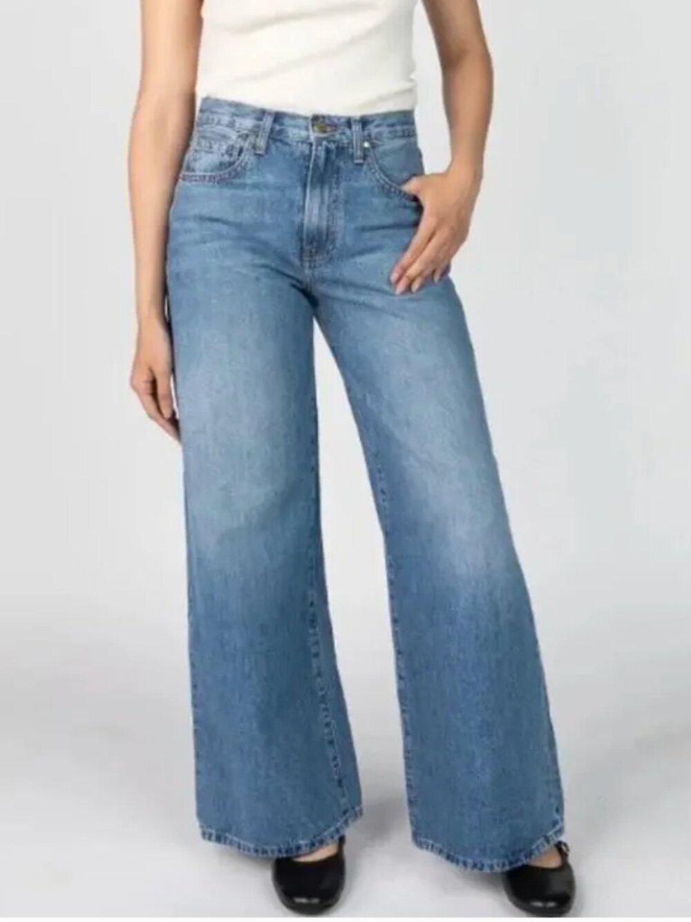 NELLE ATELIER The Laura Jeans Wide Leg Medium Wash Sz 28